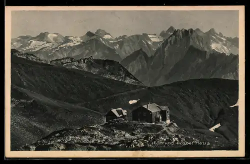 AK Edmund Probsthaus, Berghütte mit Blick gegen Höfats