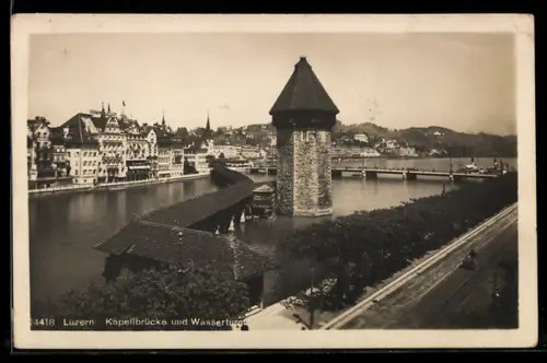 AK Luzern, Wasserturm und Kapellbrücke