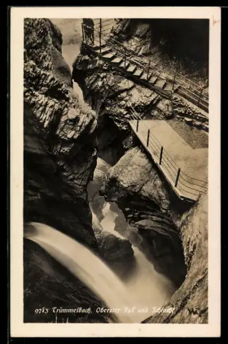AK Lauterbrunnen, Trümmelbach, oberster Fall und Schlucht, Wasserfall