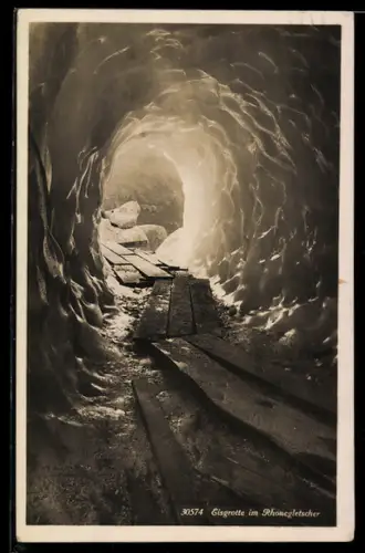 AK Eisgrotte im Rhonegletscher, Grottenausgang