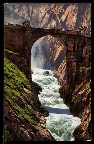 AK Göschenen, Gotthardstrasse, die Teufelsbrücke