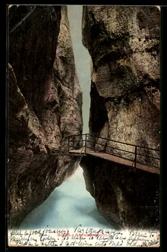AK Aareschlucht, Brücke über dem Wasserfall