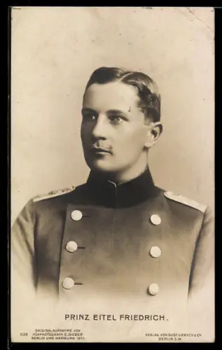 Foto-AK Portrait Prinz Eitel Friedrich von Preussen in Uniform