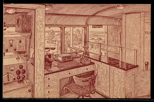 Künstler-AK Det rullende Postkontor