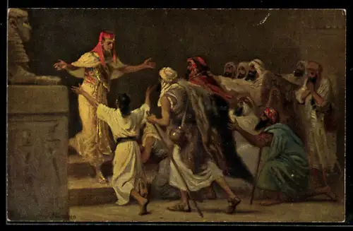 Künstler-AK Alttestamentliche Bilder, Joseph gibt sich seinen Brüdern zu erkennen