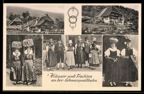 AK Häuser und Trachten an der Schwarzwaldbahn
