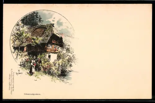 Künstler-AK sign. W. Hasemann: Hausansicht