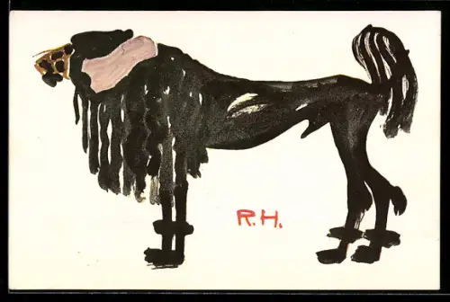 Künstler-AK sign. R. Hille: Bild eines adligen Pudels