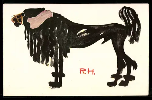 Künstler-AK sign. R. Hille: Bild eines adligen Pudels