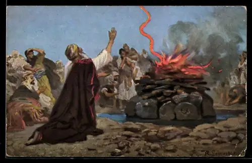 AK Serie: die heilige Schrift, Gottesurteil auf dem Karmel
