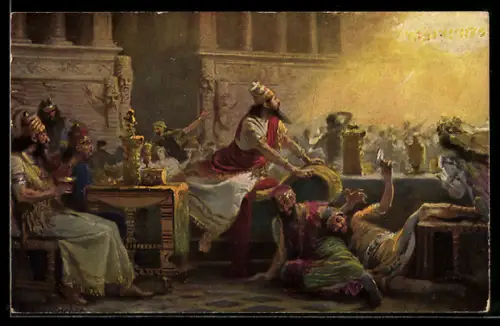Künstler-AK Alttestamentliche Bilder, König Belsazars Gastmahl