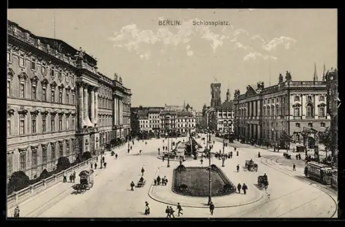 AK Berlin, Schlossplatz mit Strassenbahn