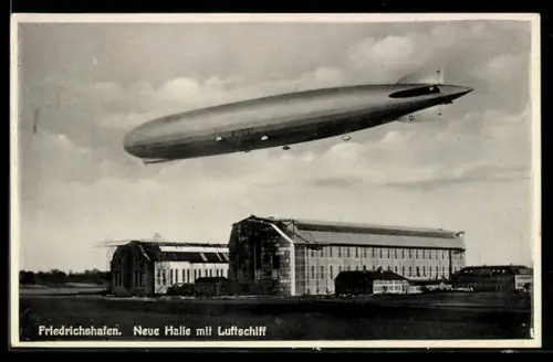 AK Friedrichshafen, Neue Halle mit Luftschiff