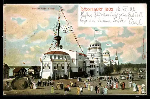 AK Düsseldorf, Industrie-, Gewerbe- Ausstellung 1902, Pavillon Fried. Krupp