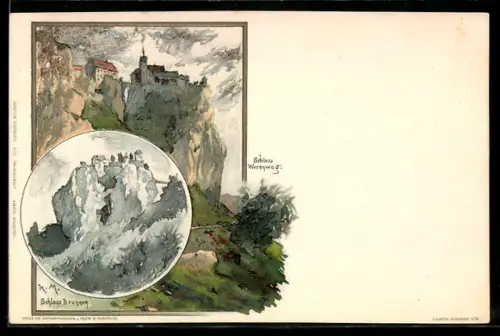 Künstler-AK K. Mutter: Fridingen, Schloss Werenwag, Schloss Bronnen