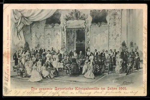 AK Die gesamte Bayerische Königsfamilie im Jahre 1901. König Ludwig III.