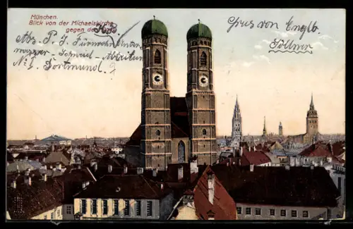AK München, Blick von der Michaeliskirche gegen den Dom