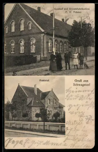 AK Schwagstorf, Gasthof & Sensenfabrikation F. H. Athmer, Pastorat