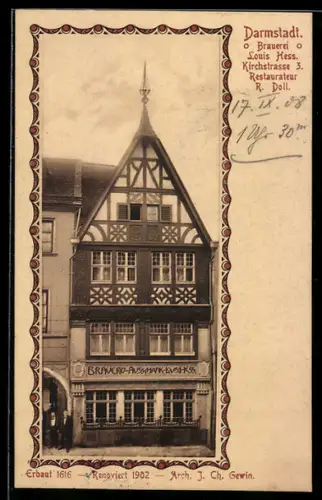 AK Darmstadt, Brauerei Louis Hess, Kirchstrasse 3