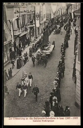 AK Leer, Volksfest Gallimarkt-Jubelfeier 1507-1907, Leerorter Fischergruppe im Festzug