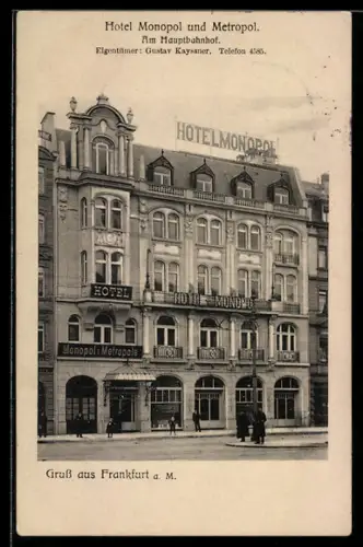 AK Frankfurt a. M., Hotel Monopol und Metropol am Hauptbahnhof