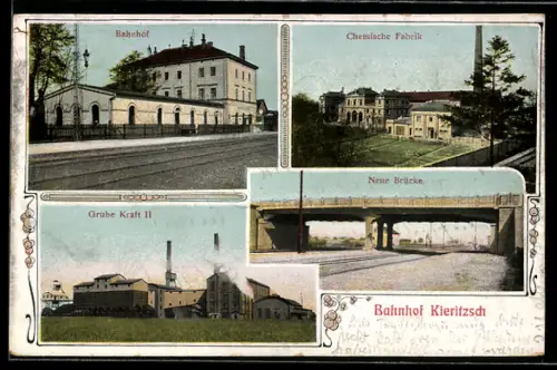 AK Kieritzsch, Chemische Fabrik, Grube Kraft, Bahnhof