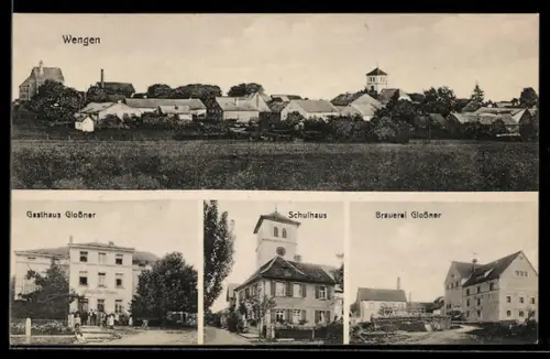 AK Wengen, Gasthaus Glossner, Brauerei Glossner, Schulhaus