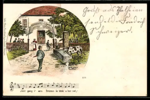 AK Thalheim / Leibertingen, Eingang zur Bierbrauerei Anton von Knödel