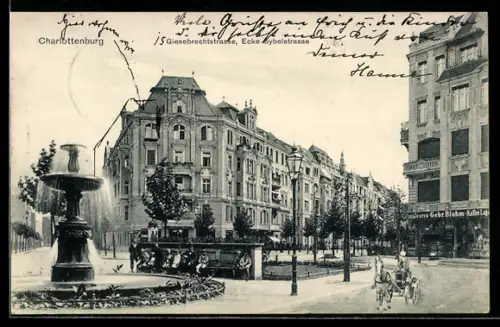 AK Berlin-Charlottenburg, Giesebrechtstrasse, Ecke Sybelstrasse, Colonialwarengeschäft Gebrüder Bluhm