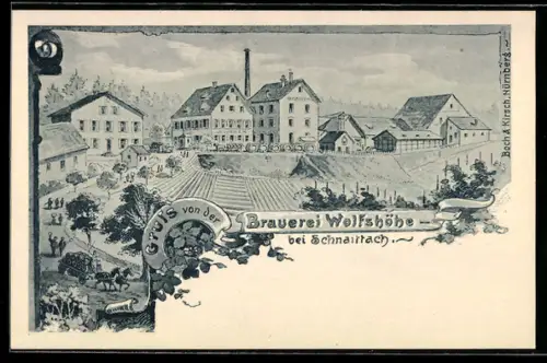 AK Schnaittach, Brauerei Wolfshöhe mit Fässern