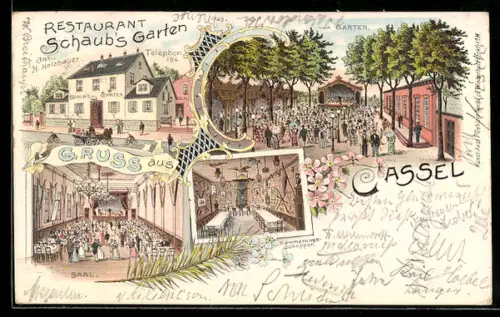 Lithographie Cassel, Restaurant Schaub`s Garten, Inh. H. Holzhauer