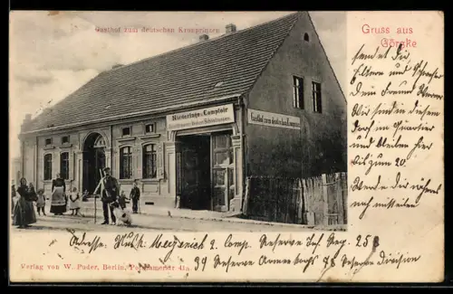 AK Görzke, Gasthof zum deutschen Kronprinzen, Aussenansicht