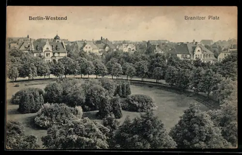 AK Berlin-Westend, Branitzer Platz aus der Vogelschau