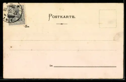 Lithographie Andernach, Strand mit Kran