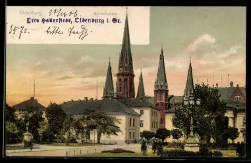 AK Oldenburg, Schlossplatz mit Kirche