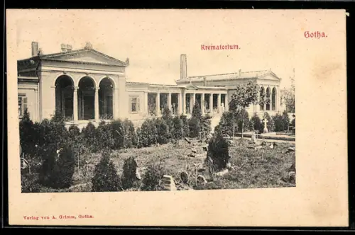 AK Gotha, Krematorium, Kolonnade, Haupteingang, Gräber