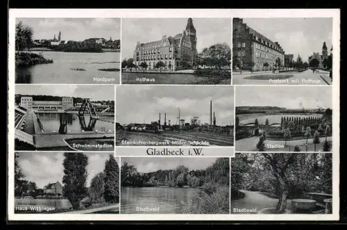 AK Gladbeck i. W., Steinkohlenbergwerk Möller-Schächte, Nordpark, Rathaus