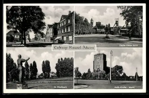 AK Castrop-Rauxel-Ickern, Zeche Viktor III /IV, Ickernstrasse, Kath. Kirche, Markt