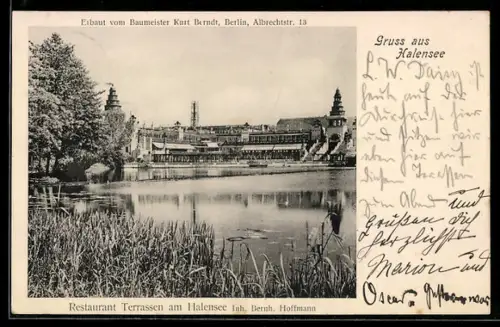 AK Berlin-Halensee, Restaurant Terrassen am Halensee Inh. Bernh. Hoffmann, Terrassen, Halensee
