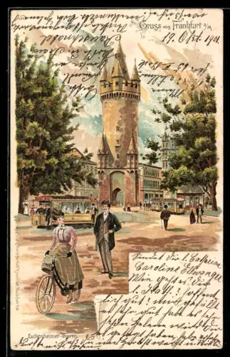 Lithographie Frankfurt a. M., Eschenheimer Turm