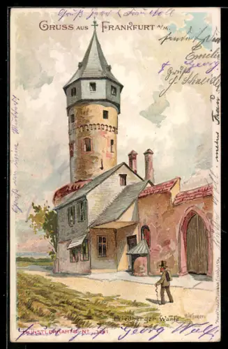 Künstler-AK sign. R. Werner: Frankfurt a.M., Eschenheimer Wachturm