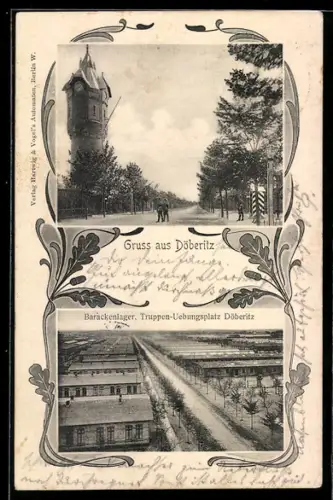 AK Döberitz, Wasserturm, Truppen-Übungsplatz, Barackenlager