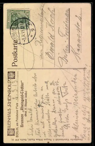 AK Berlin-Tiergarten, Weinhaus Rheingold, Brunnen Rheingoldtöchter