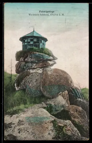 AK Zell /Fichtelgebirge, Waldstein-Schüssel mit Aussichtspavillon