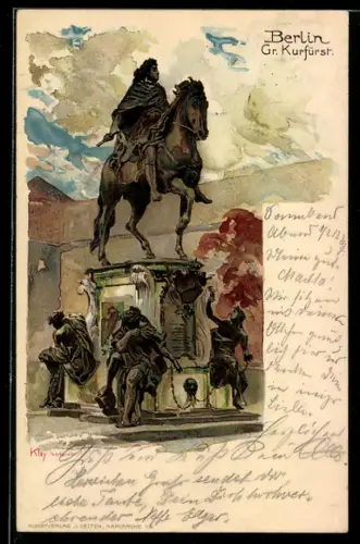 Künstler-AK sign. Kley: Berlin, Reiterstandbild Grosser Kurfürst