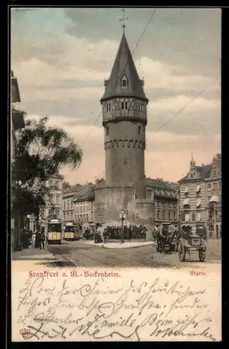 AK Frankfurt a. M.-Bockenheim, Warte und Strassenbahn