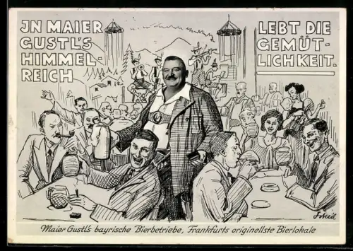 AK Frankfurt am Main, Maier Gustl`s Himmelreich, bayrische Bierbetriebe, Bierlokal