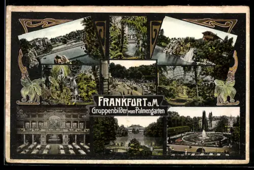 AK Frankfurt-Westend, Gruppenbilder vom Palmengarten