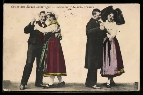AK Paare in elsass-lothringischer Tracht