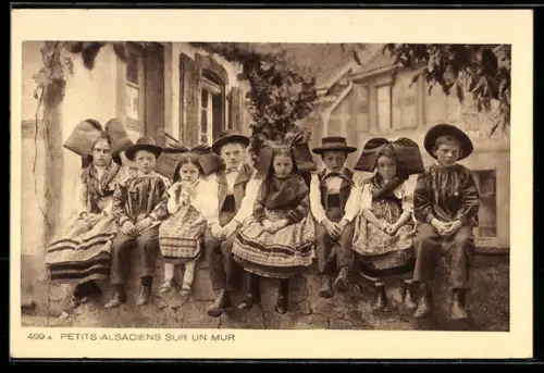 AK Kindergruppe in elsass-lothringischer Tracht
